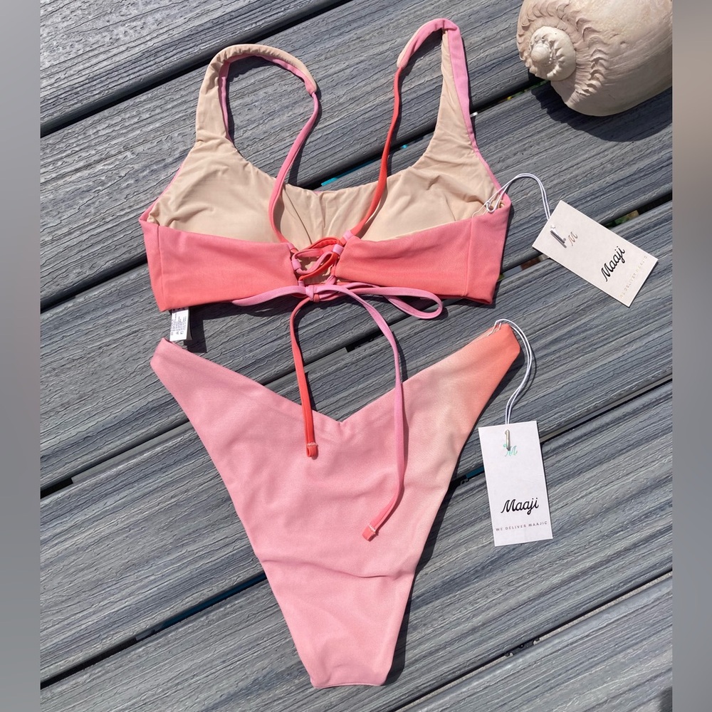 MAAJI x Revolve Beaded Set - Gwen Mesh Bikini Top & Sunglow Ombre Cheeky Bottom - Picture 9 of 17
